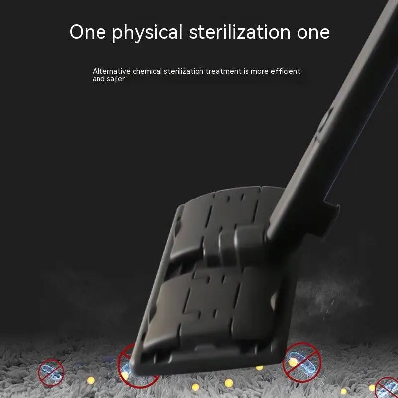 Black plastic sterilization wand with textured segmented head for physical disinfection in yellow and black car cover color