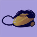 Yellow and black steam cleaner with coiled hose and handle featured in a kitchen appliances car cover color scheme