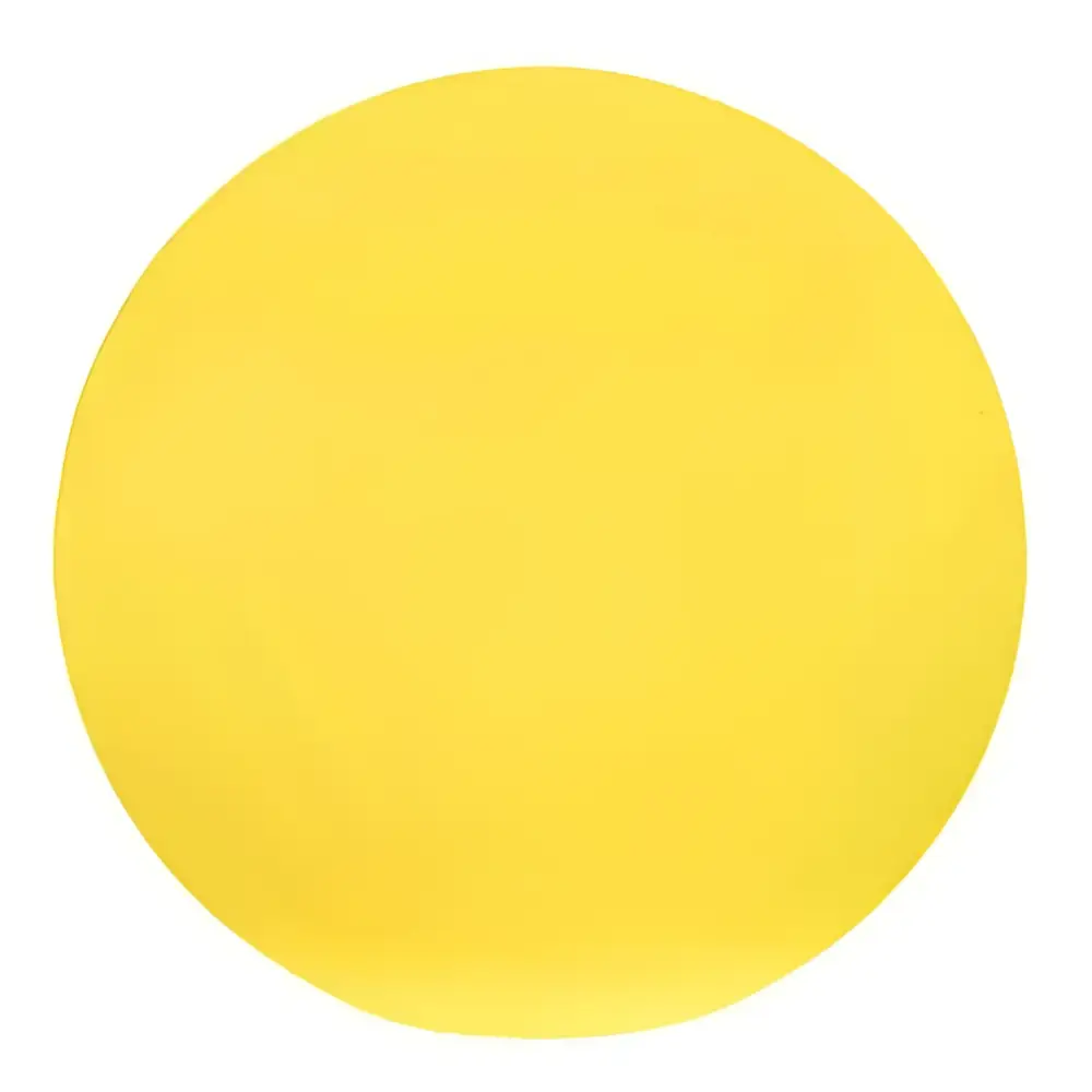 A solid matte yellow glowing spherical outdoor light with a circular disc design for outdoor illumination