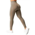 Tan yeoreo scrunch workout high-waisted leggings with textured, form-fitting design for workout butt lifting benefits
