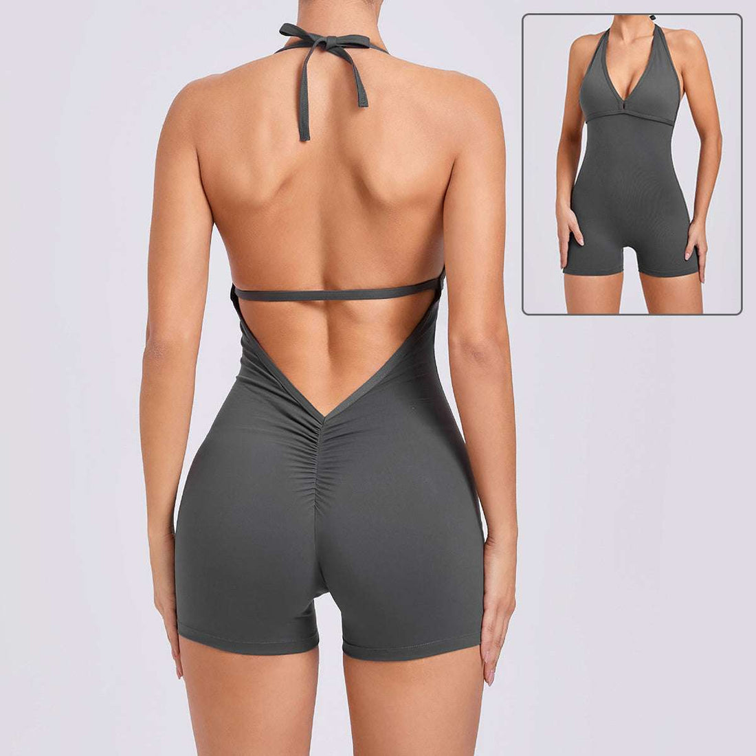 Yoga Pants Halter Neck Jumpsuit Beauty Back Shorts High Elastic One-piece Fitness For Womens Clothing Button Full Cup Plus Size Bra Without Wi Royalessencelux