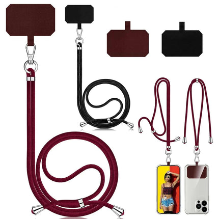 YONNAXO Crossbody Cell Phone Lanyard - 2 Pack (Burgundy + Black) - Royalessencelux