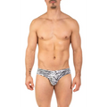 Black and white zebra print bikini men’s briefs with contour pouch by gary majdell sport