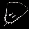 Zircon simple bridal set with silver leaf crystal earrings and necklace featuring delicate chain and sparkling rhinestones
